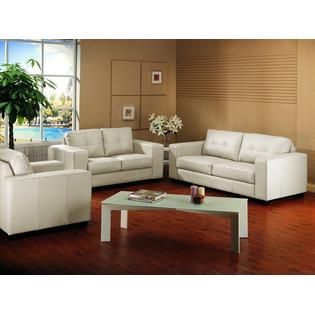 Baxton Studio Whitney Ivory Leather Modern Sofa Set   Home   Furniture