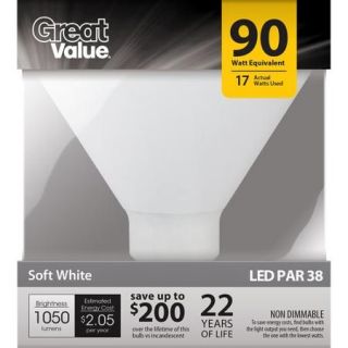 Great Value LED Light Bulb 17W (90W Equivalent) P38 (E26), Soft White