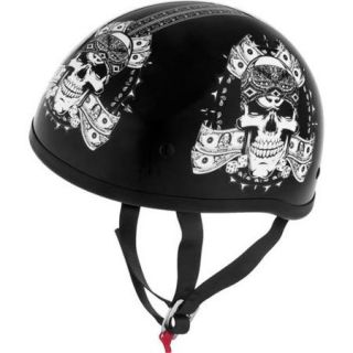 Skid Lid Lethal Threat Half Helmet Thug Skull SM