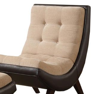 Oxford Creek  Two tone Peat Velvet Faux Leather Chair with Ottoman