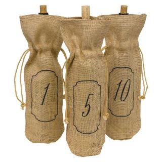 Wedding Burlap Wine Bag Table Numbers (1 10)