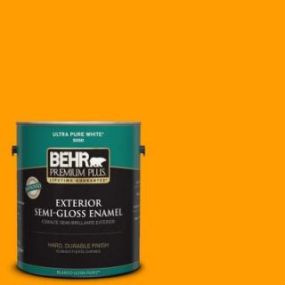 BEHR Premium Plus 1 gal. #S G 320 Atomic Tangerine Semi Gloss Enamel Exterior Paint 534001