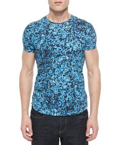 Orlebar Brown Tommy Camo Print Knit Tee, Navy