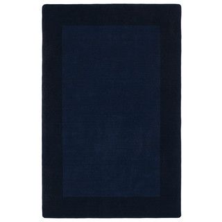 Borders Hand Tufted Navy Wool Rug (80 x 100)