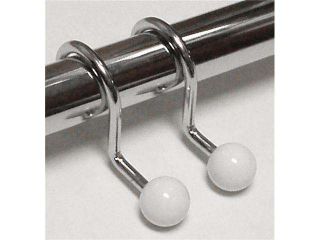Zenith 98WS 12 Count Chrome With White Ball Shower Curtain Hooks