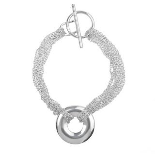 Womens Journee Collection Sterling Silver Circle Multi chain Bracelet