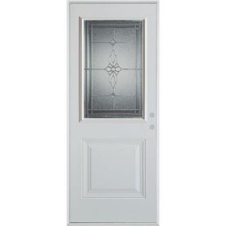 Stanley Doors 36 in. x 80 in. Victoria Zinc 1/2 Lite 1 Panel Prefinished White Left Hand Inswing Steel Prehung Front Door 1536S B 36 L Z