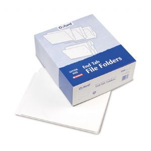 Reinforced End Tab Folders, Two Ply Tab, Letter, White, 100/Box