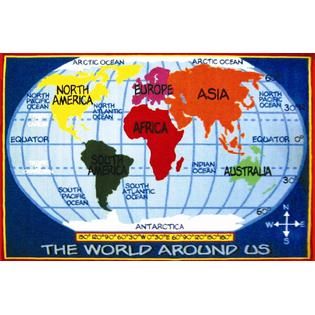 Fun Time Kids World Map Size 5 3 x 7 6   Home   Home Decor   Rugs