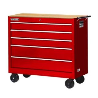 International Workshop Series 42 in. 5 Drawer Cabinet with Wood Top, Red WRB 4205WTRD