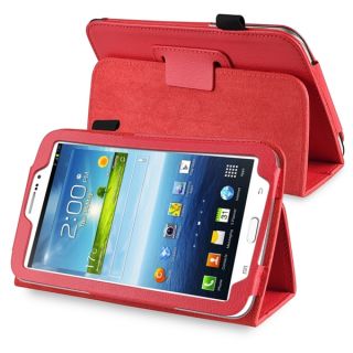 INSTEN Red Leather Tablet Case Cover with Stand for Samsung Galaxy Tab