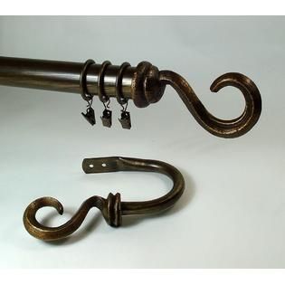 BCL  125HK48, Hook Curtain Rod, Antique Gold Finish, 48 in. to 86 in.