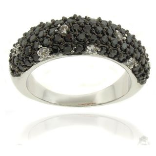 Dolce Giavonna Silver Overlay Cubic Zirconia Black and White Dotted