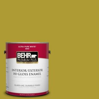 BEHR Premium Plus 1 gal. #P330 7 Luscious Lime Hi Gloss Enamel Interior/Exterior Paint 830001