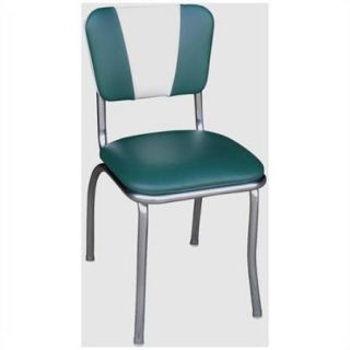 Richardson Seating Retro 1950s V Back Chrome Diner Dining Chair in Green and White