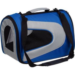 PET LIFE Airline Approved Blue Sporty Folding Zippered Mesh Carrier   LG B7BLLG