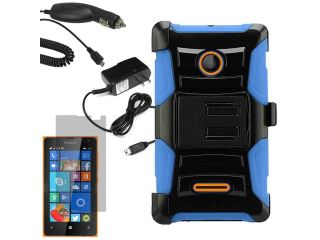 Armor Hard Shell Holster Combo Case Microsoft Lumia 435 LCD Car Home Charger