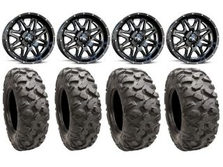 MSA Black Vibe 14" ATV Wheels 27" Roctane Tires Sportsman 550 850 1000