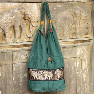 Silk/ Cotton Oriental Red Sling Tote (Thailand)