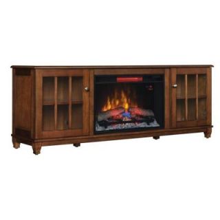 Home Decorators Collection Westcliff 66 in. Low Boy Media Console Electric Fireplace in Chestnut 89468