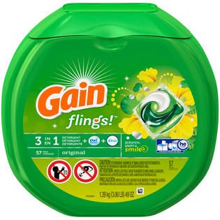 Gain Gain flings Laundry Detergent Pacs, Original, 57 Count Laundry