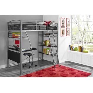 Dorel Home Furnishings Studio Silver Twin Loft Bed with Integrated