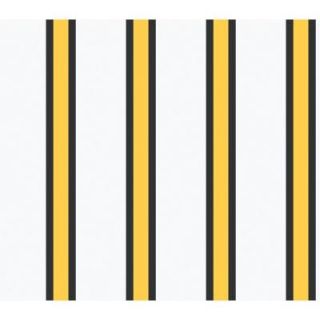 The Wallpaper Company 56 sq. ft. Yellow, Black and White Sporty Stripe Wallpaper WC1285344