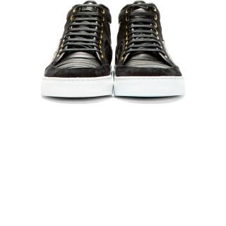 ETQ Amsterdam Black Leather Ribbed High Top Sneakers