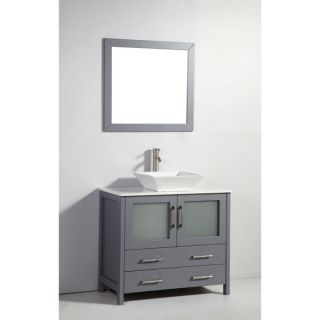 Legion Furniture 36 inch Dark Grey Solid Wood Single Sink Vanity Set