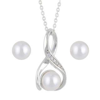 Sunstone Sterling Silver Freshwater Pearl Cubic Zirconia Infinity