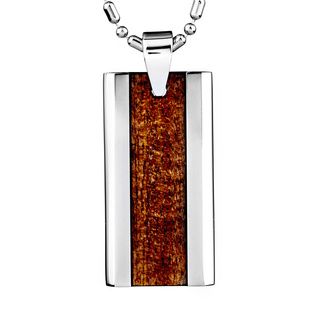 Crucible Titanium Mens Wood Inlay Dog Tag Necklace  