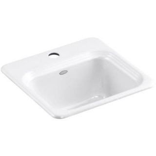 KOHLER Northland Top Mount Cast Iron 15 in. 1 Hole Single Bowl Entertainment Sink in White K 6579 1 0