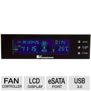 Kingwin Performance LCD Fan Controller   3 Channel, LCD Display, Over Temperature Alarm, Fits 5.25 Bay,    FPX 002