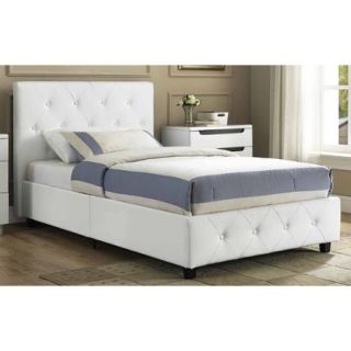 Dakota Faux Leather Upholstered Bed, White, Multiple Sizes