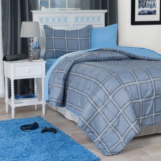 Windsor Home Blue Squared 22 Piece Reversilble Dorm in a Bag Set