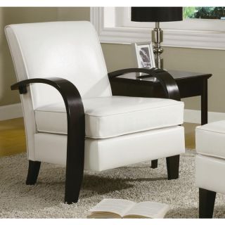 Wonda White Bonded Leather Accent Chair with Wood Arms   17897691