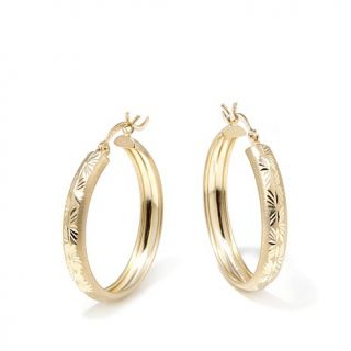 Michael Anthony Jewelry® 10K Yellow Gold 25mm Diamond Cut Hoop Earrings   7950800