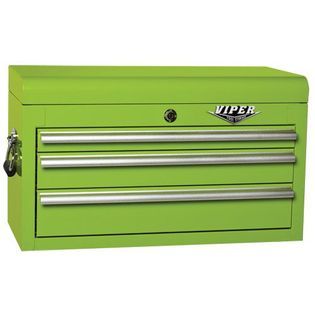 Viper Tool Storage  26 3 Drawer 18G Steel Top Chest, Lime