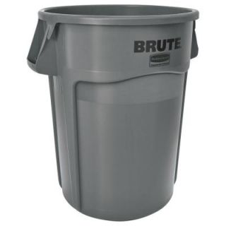 Rubbermaid Commercial Products Brute 32 Gal. Gray Round Vented Trash Can with Lid FG863292GRAY