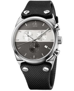 Calvin Klein Watch, Mens Swiss Chronograph Eager Black Textile Strap