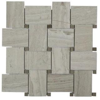 Splashback Tile Orchard Wooden Beige with Athens Gray Dot 11 in. x 11 in. x 10 mm Marble Mosaic Tile ORCHARD WDN BEG W ATNS GRY DT