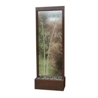Bluworld of Water 8 ft. Garden Fall Floor Fountain in Dark Copper and Bamboo Etched Glass GF83B