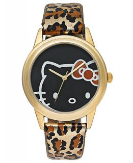 Hello Kitty Watch, Womens Leopard Print Leather Strap 43mm H3WL1003BN