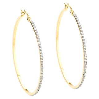 18K Gold Over Sterling Silver Diamond Accent Large Round Hoop Earrings