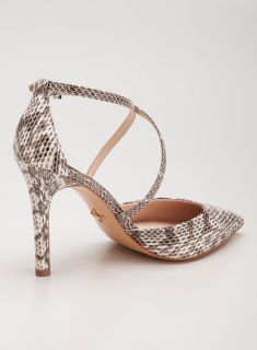 Pour La Victoire Cheyenne Snakeskin Embossed Leather Ankle Strap Pump