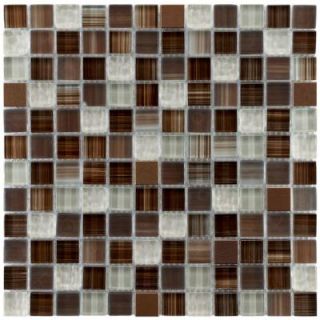 Merola Tile Tessera Square Truffle 11 3/4 in. x 11 3/4 in. x 8 mm Glass and Metal Mosaic Wall Tile GSDTSQTR