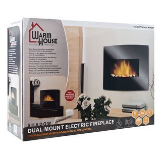 Warm House  Black Curved Glass Electric Fireplace Heater
