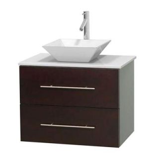 Wyndham Collection Centra 30 in. Vanity in Espresso with Solid Surface Vanity Top in White and Porcelain Sink WCVW00930SESWSD2WMXX
