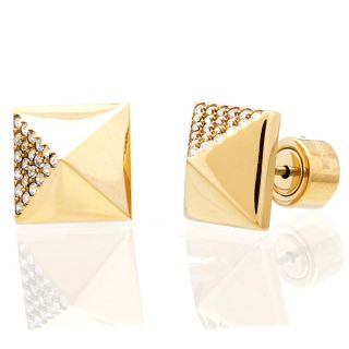 Michael Kors Gold Tone Glitz Pyramid Stud Earrings  