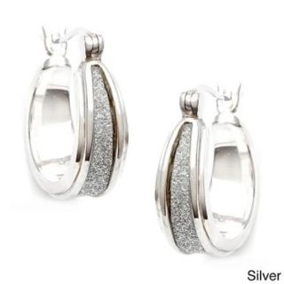 La Preciosa Sterling Silver Sparkle Center Earrings Black